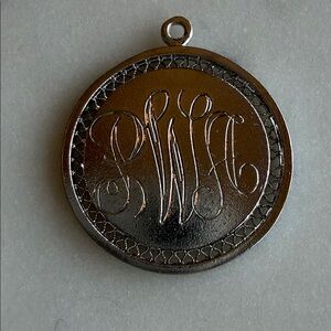 Vintage Charm Sterling Silver 1960’s with monogram PWA (PAW)